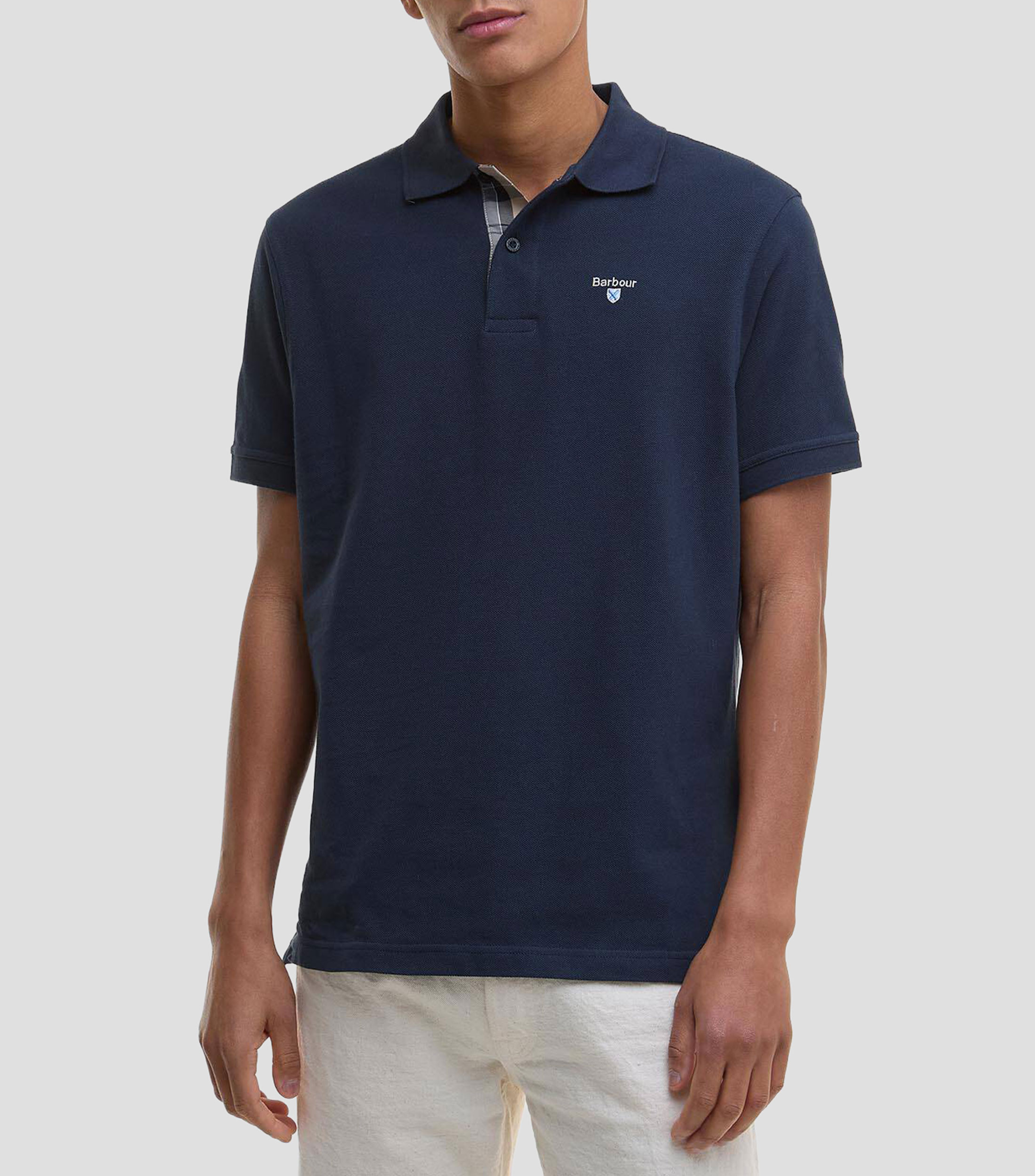 Playera tipo polo de manga corta lisa Hombre
